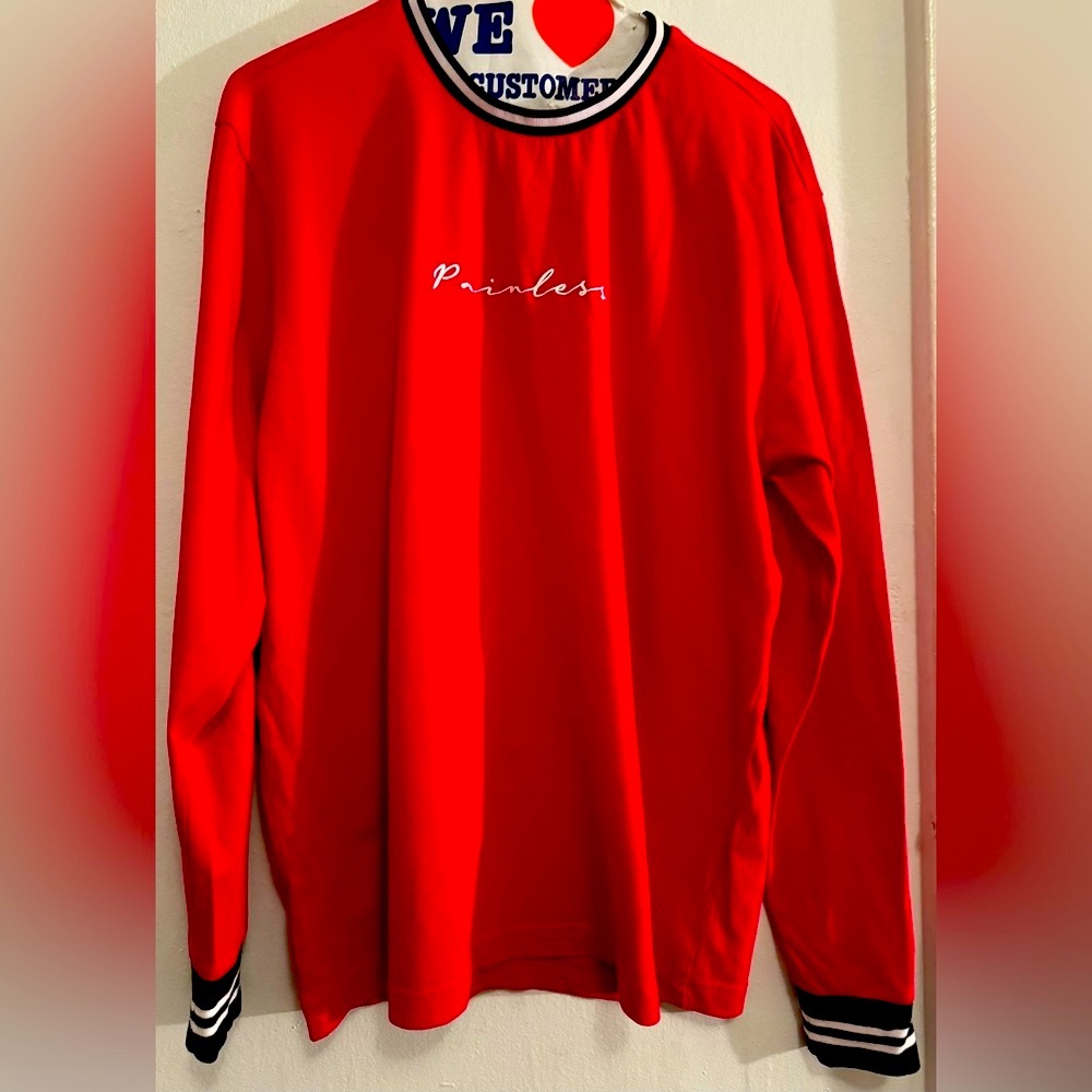 Mens long sleeve red shirt.